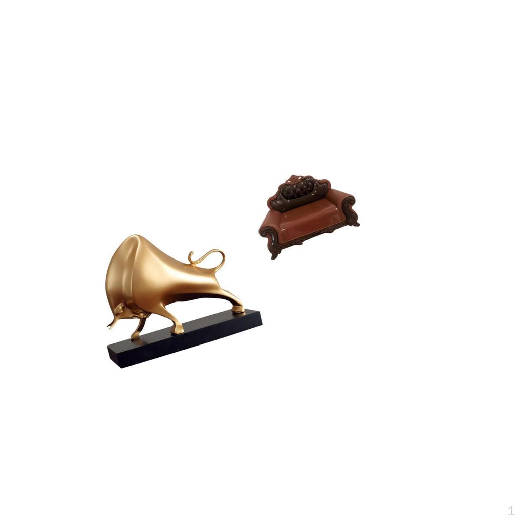 Abstract Ox Sculpture Sofa Chair Miniature Tabletop Decor Cattle Figurine Home Desk Living Room