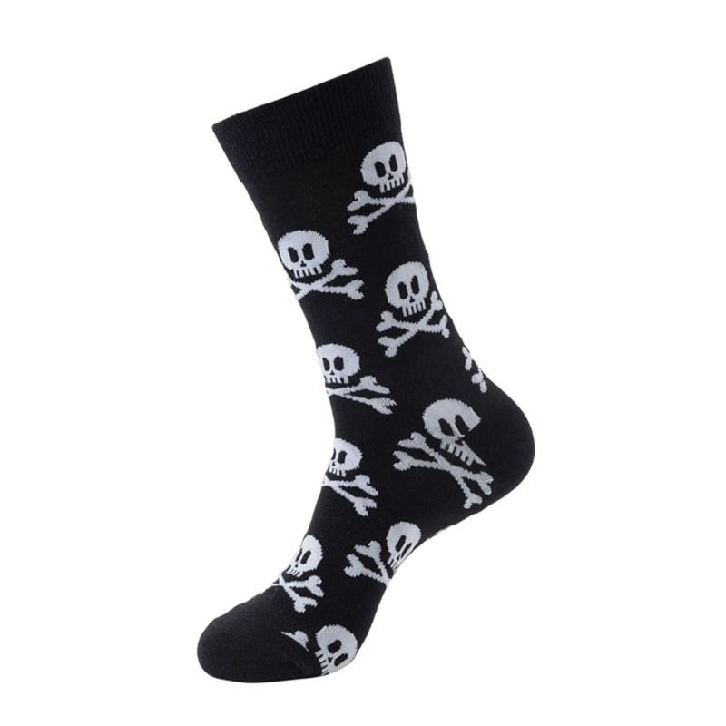 Men's Funny Skull Crew Socks Cartoon Alien Design Cotton Casual Socks Halloween Sock for Hip Hop Parties