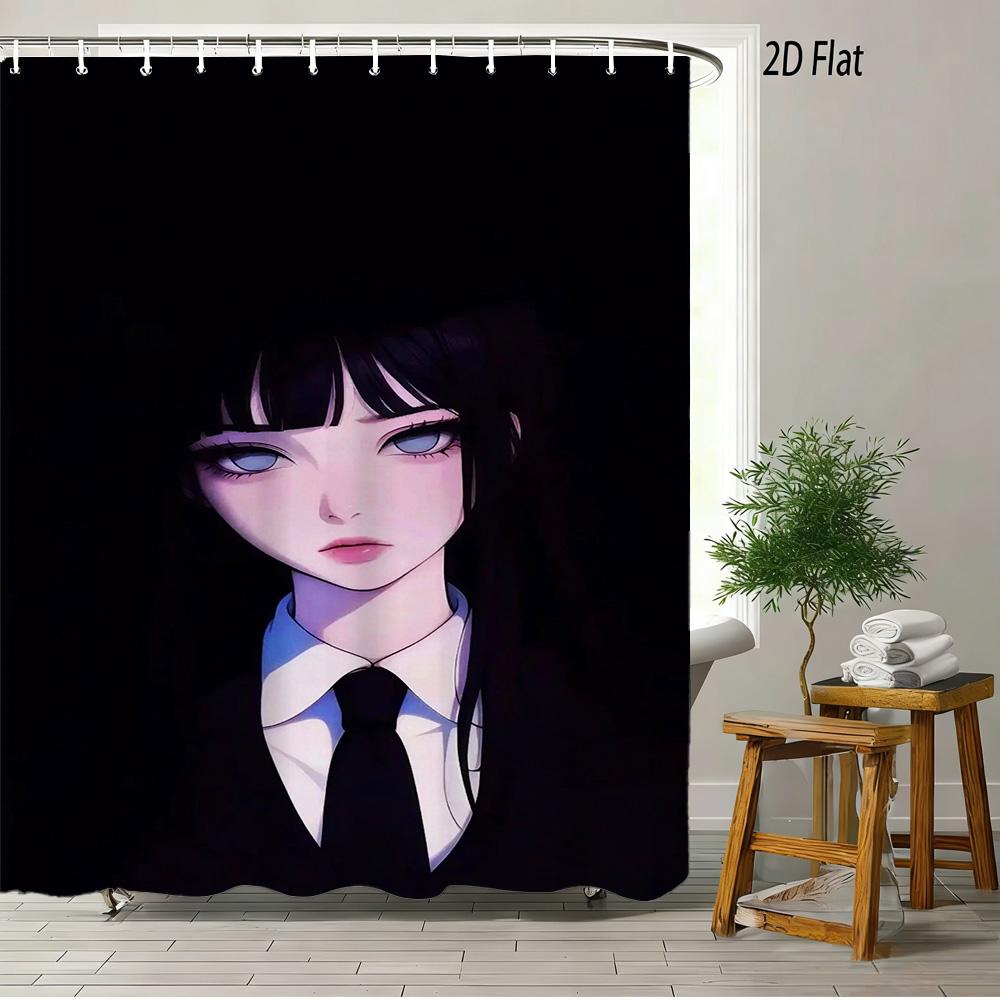 2D Flat Naruto Anime Naruto Uzumaki Nine-Tails Chakra Mode Print Waterproof Shower Curtain For Bathroom Decor