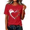 Damen Casual Weihnachten Bedrucktes Kurzarm-T-Shirt mit festlichem Feiertagsdesign