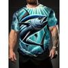 Fashion Men's Crew Neck Short Sleeve 3D Casual Color Printing Casual Short Sleeve Crew Neck T-Shirt