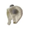 Children Acrylic Hat Kids Warm Hat Kids Winter Hat with Bear Ear Design Button Closure Elastic Band Solid Color Winter Cap