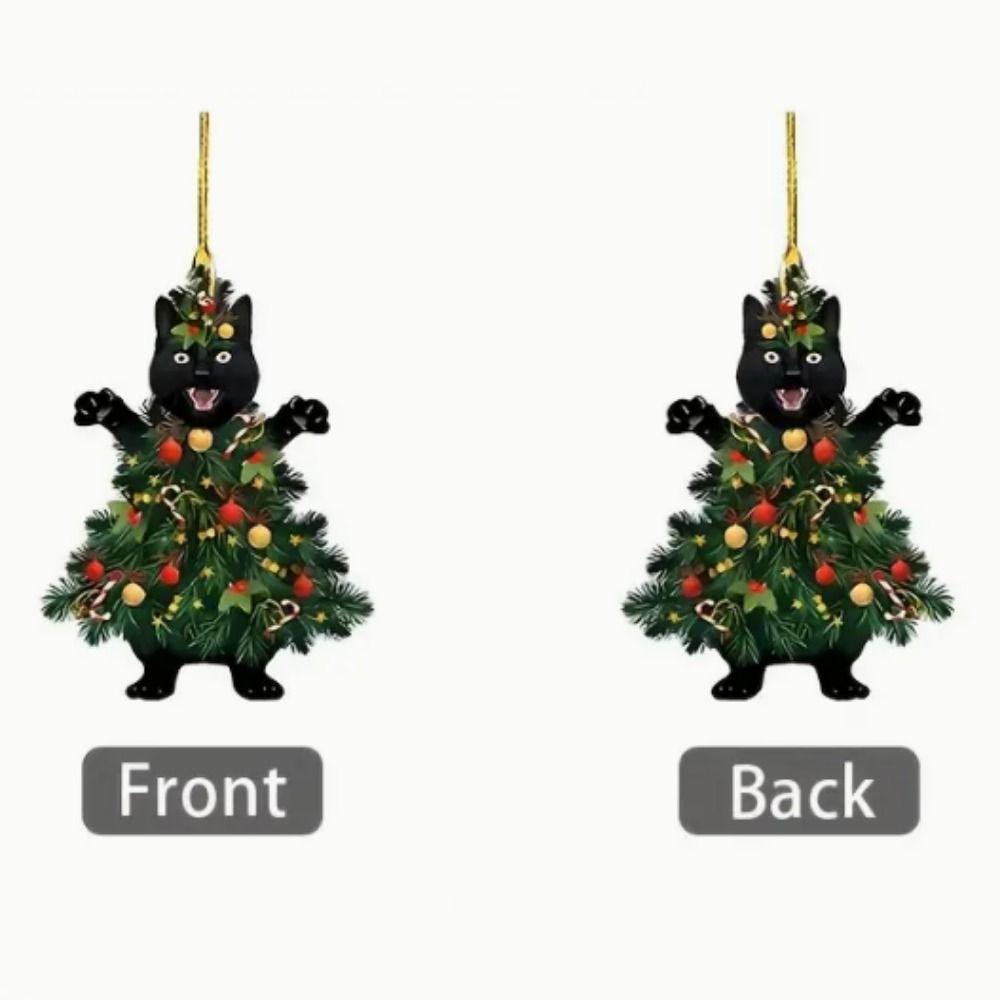 Decorative Xmas Black Cat Pendant Acrylic Black Cat Car Pendant  Festival Party