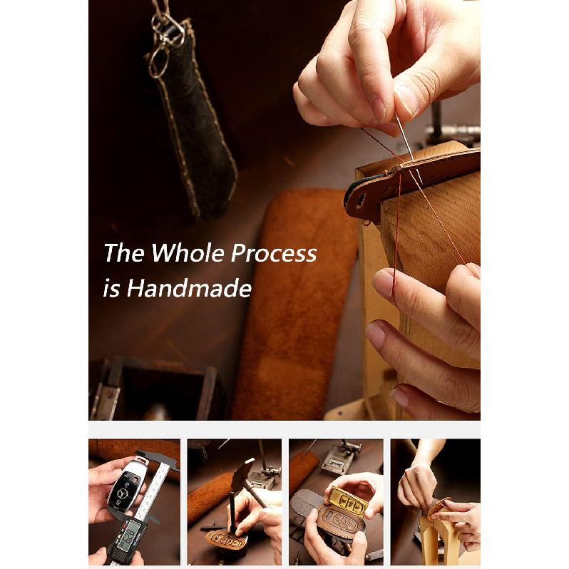 SANRILY Handmade Leather Key Fob Cover for Lincoln 2017 2018 2019 2020 2021 MKC MKX MKZ Continental Navigator 2019 2020 Nautilus 5 Button Smart Key