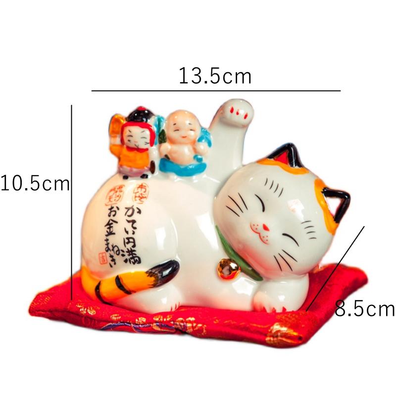 Japońska ozdoba Maneki Neko z kotem na szczęście, ceramiczna skarbonka z kotem na szczęście, dekoracja domu, słodka figurka kociaka, skarbonka o wysokości 10,5 cm