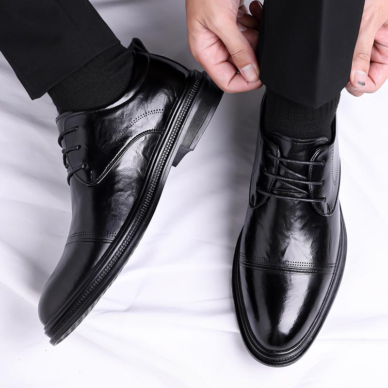 Fashion Brand Men'S Pointed Breathable Banquet Oxford Shoes Summer New Comfortable Lace Up Men'S Business Formal Leather Shoes