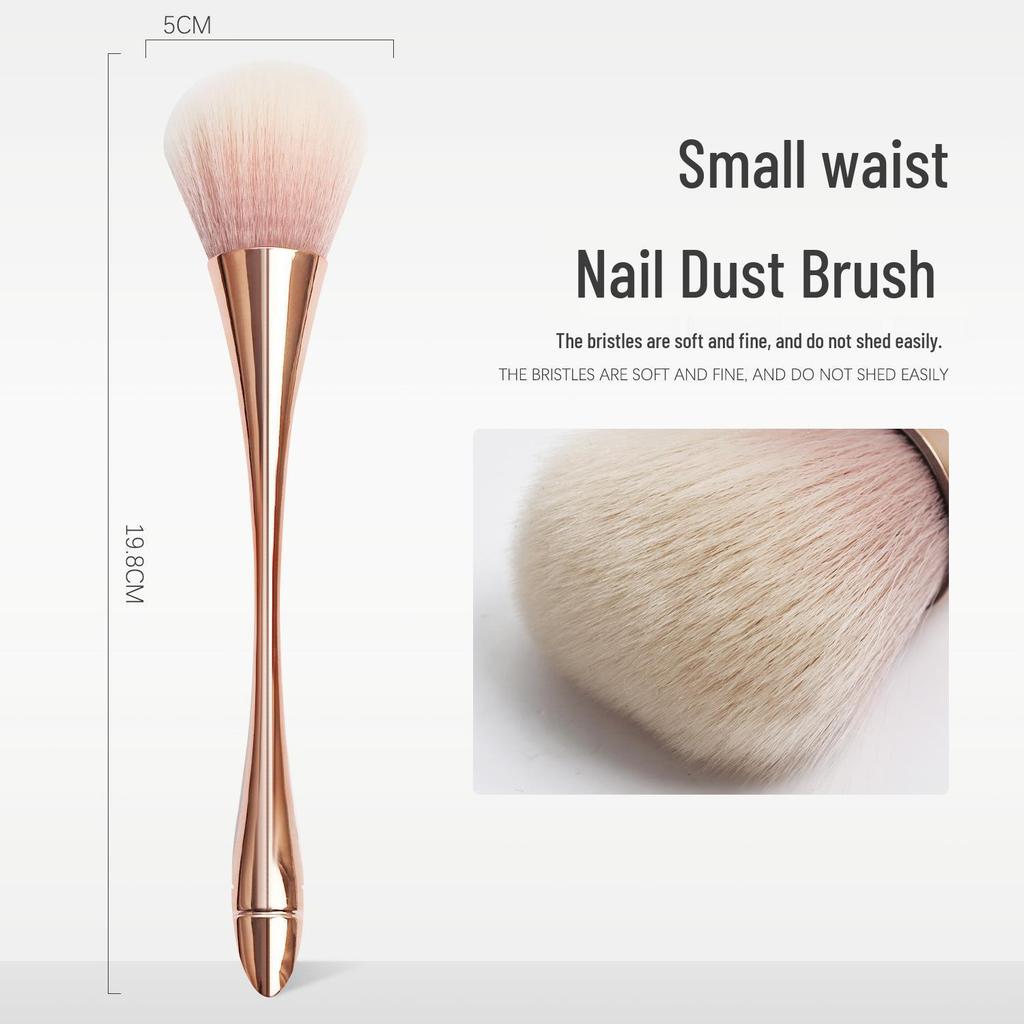 Silver Slim Waist Nail Dust Brush - Soft Bristle Makeup & Cleaning Tool