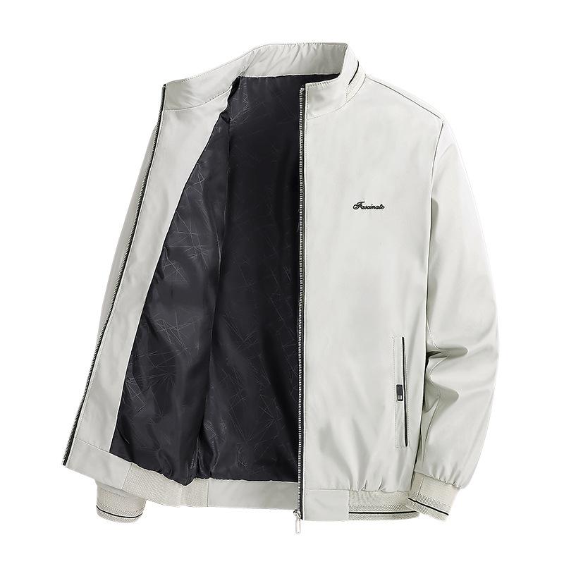 Stand Up Collar Jacket for Men s Stand Up Collar Business Casual Solid Color Oversized Jacket XXXL белый