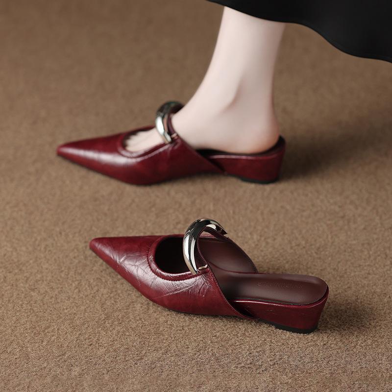 318-1 New Inner Height Increase Mary Jane Women's Shoes Half-mop Summer Shallow Mouth Sandals Versatile Bag Head Mop