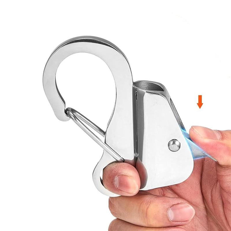 Stainless Steel Marine Yacht Boats Bumper Clip Quick Release Spring Adjustable Line Length Sliding Anchor Hooks