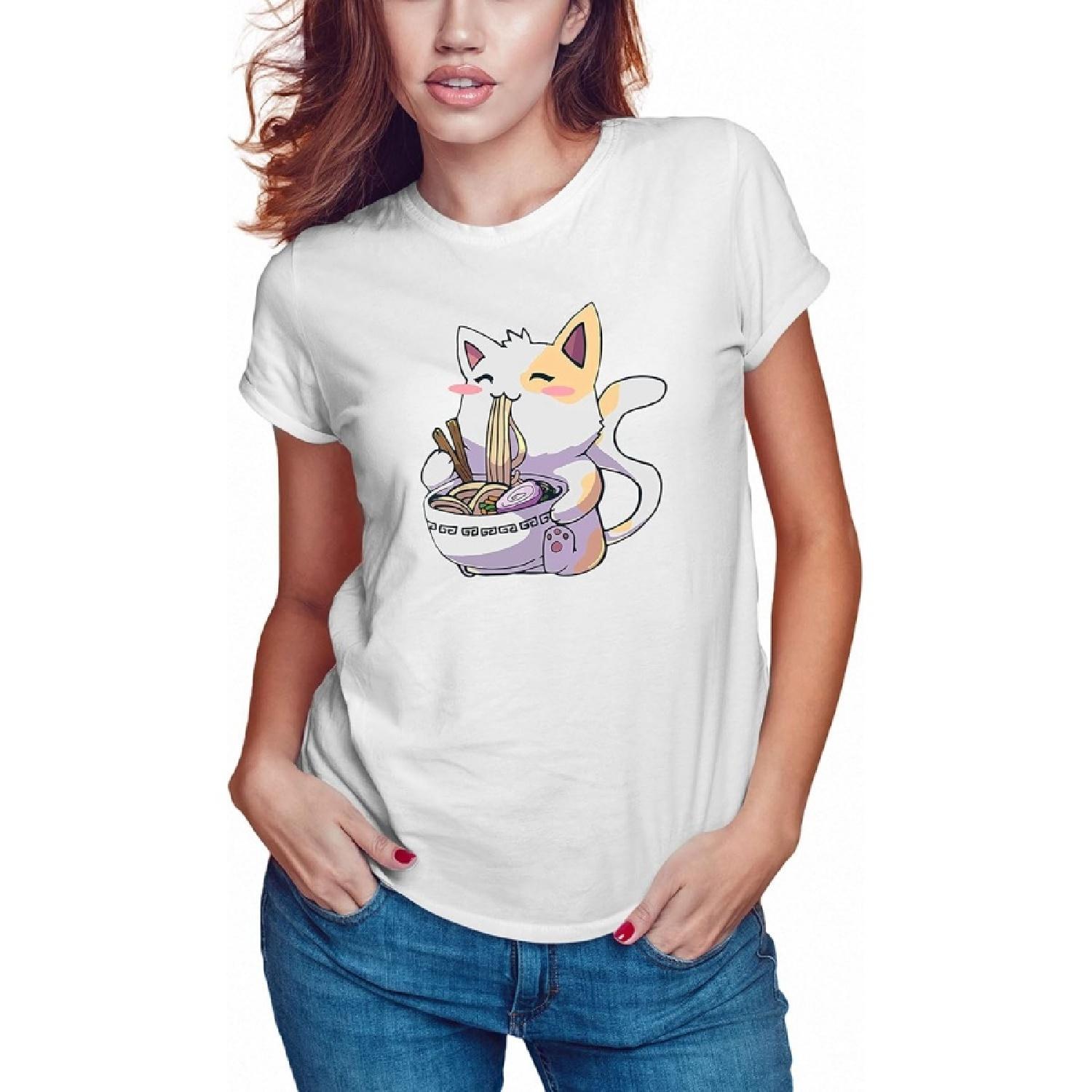Ramen Life Cat Kawaii Anime Japanese Gift Women s T-Shirts S