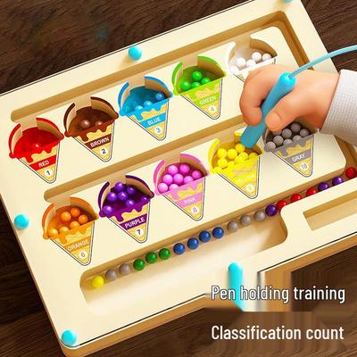 Dinosaurier-Eiscreme Magnetisches Labyrinth: Holzpuzzle für räumliches und logisches Denken bei Kindern