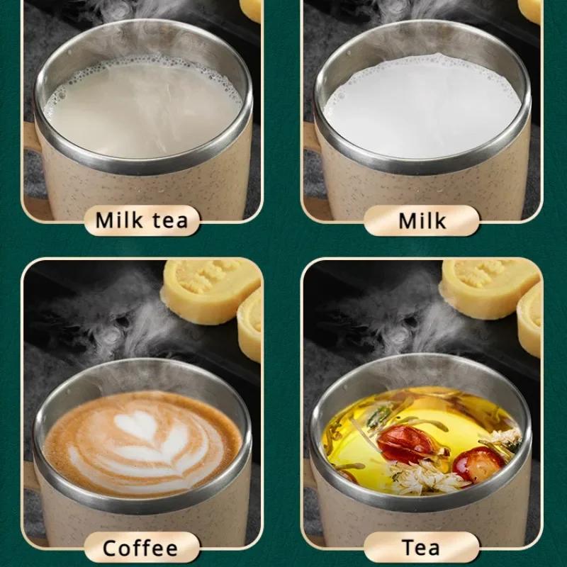 304 Stainless Steel Water Cups Coffee Milk Mugs Double Layer Water Cups Children Cups with Handle Tea Drinks Mugs Drinkware