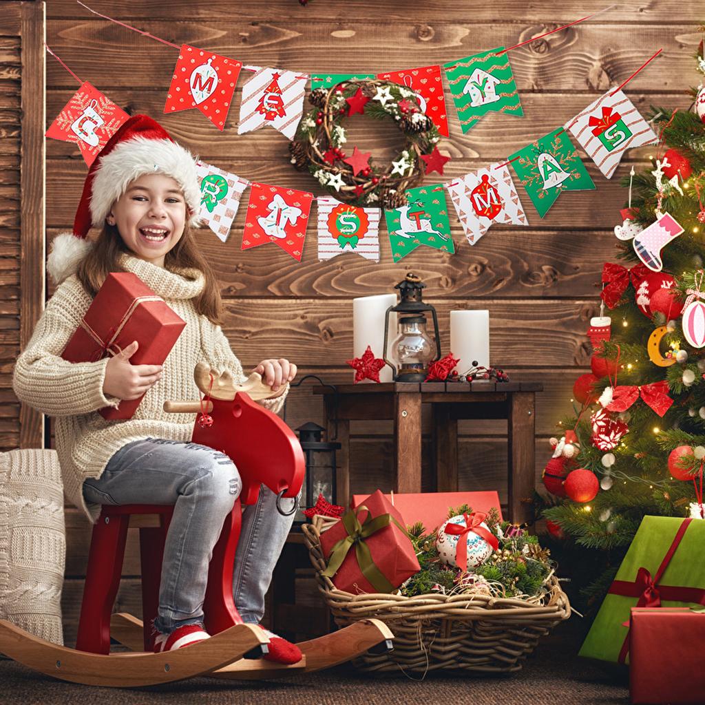 1 adet Set 9.8ft Kırmızı Beyaz Yeşil Kağıt Kart Tebrikler Afişi Noel İçin Özel Afiş Doğum Günü Afişi Harf Afişi