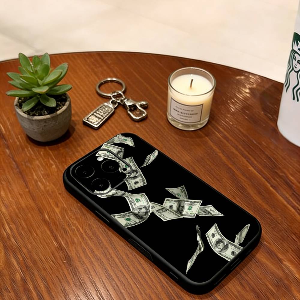 

Wealth Flower Phone Case For iPhone 17,16,15,14,13,12,11 Plus,Pro Max,XS,Soft Silicone Black Cover iPhone17Air
