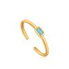 ANIA HAIE Square Turquoise Minimal Line Band 925 Silver Adjustable Size Ring R033-01H