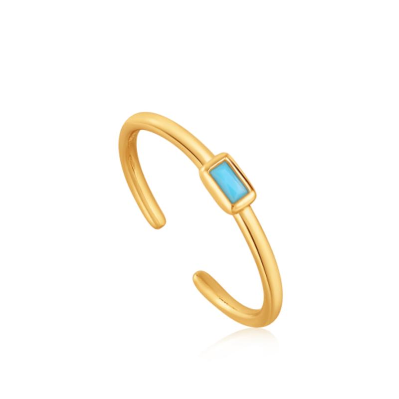 ANIA HAIE Square Turquoise Minimal Line Band 925 Silver Adjustable Size Ring R033-01H