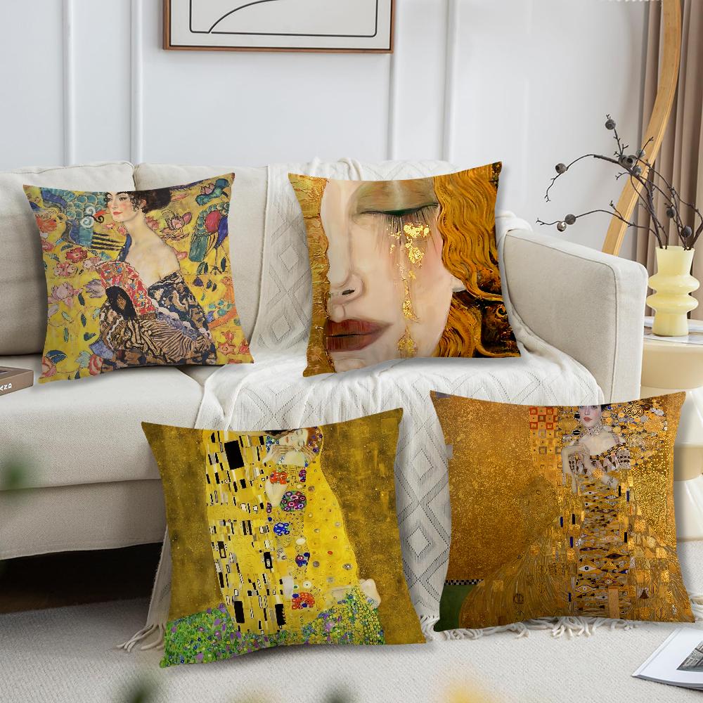 Art Gustav Klimt The Kiss cushion cover For Bedroom Car Coffee Shop Room Soft and Living Room Sofa Decorative Pillow Cover Case
