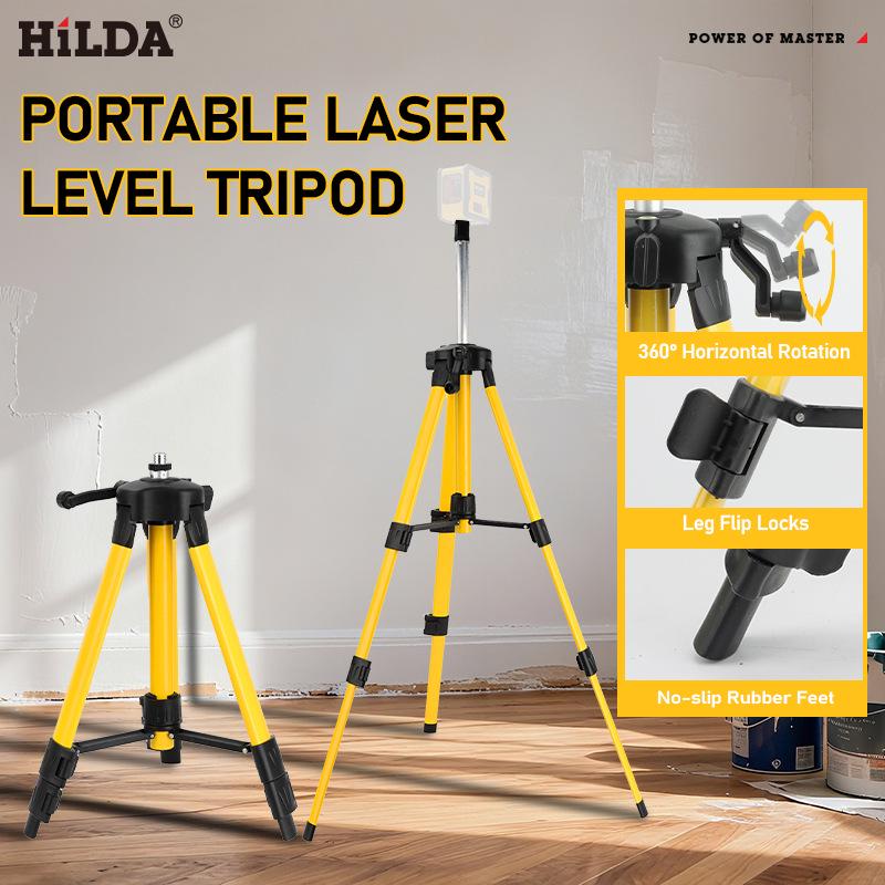 Livella Laser a Infrarossi con Treppiede da 1,2 m e Asta di Supporto Regolabile
