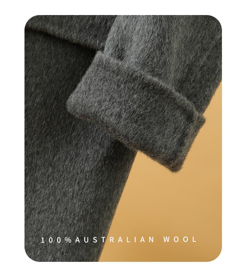 Elegant Double-Breasted Mid-Length Women's Wool Coat in Solid Color - Autumn/Winter Small Fragrance Style