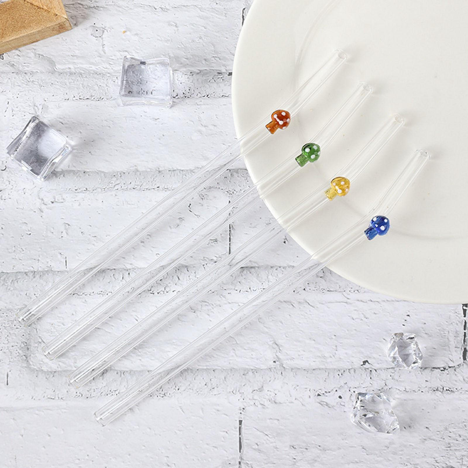 

4 шт. изогнутых стеклянных трубочек для питья с чистящей щеткой, прозрачные для fungus