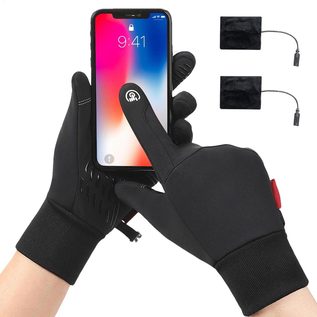 USB-Ladung Beheizte Handschuhe für Herren, Winddicht Wasserdicht Dick Rutschfest Touchscreen-Handschuhe mit 3 Heizstufen für den Außenbereich