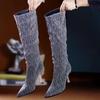 Women's New Fashionable and Versatile Hot-selling Winter Heel Single Boots Fashion Pointed Cloth Anti-slip Wear-resistant Boots