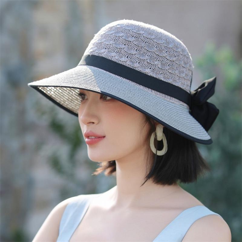 

Женская весенняя соломенная шляпа 2024 с бантом - Складная пляжная шляпа для защиты от солнца для велоспорта One Size