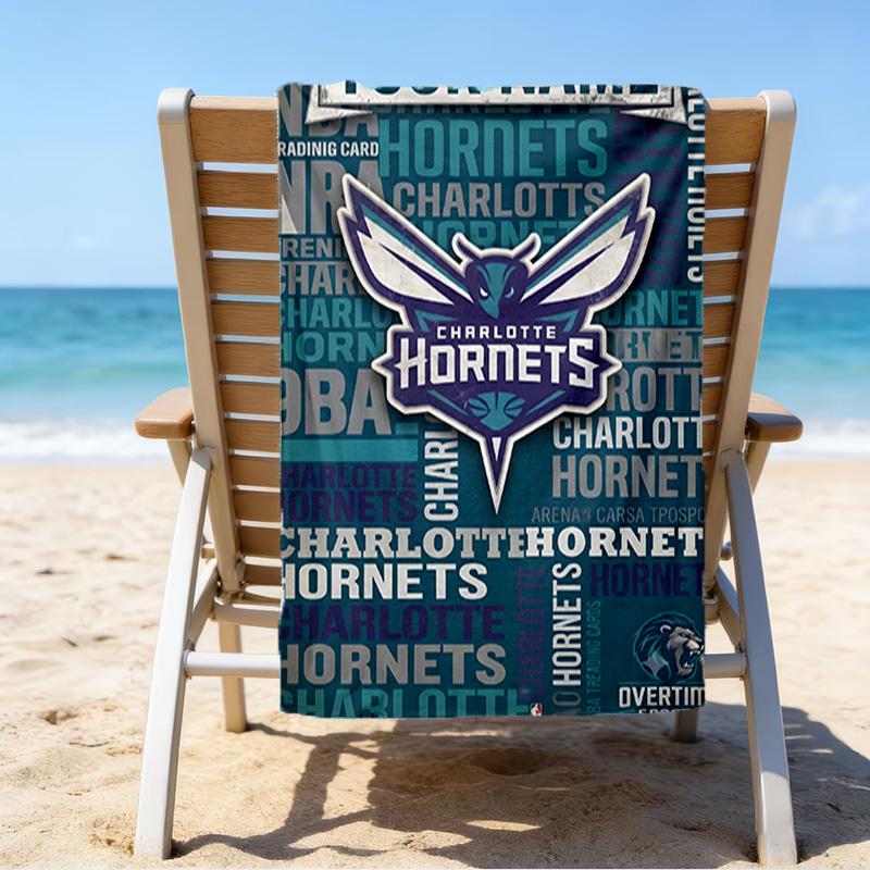 Custom Name Beach Towel Charlotte-Hornets Logo Beach Towel, Soft Microfiber, Gift for Her/Him, Birthday, for Pool, Beach, Travel, Fan gifts