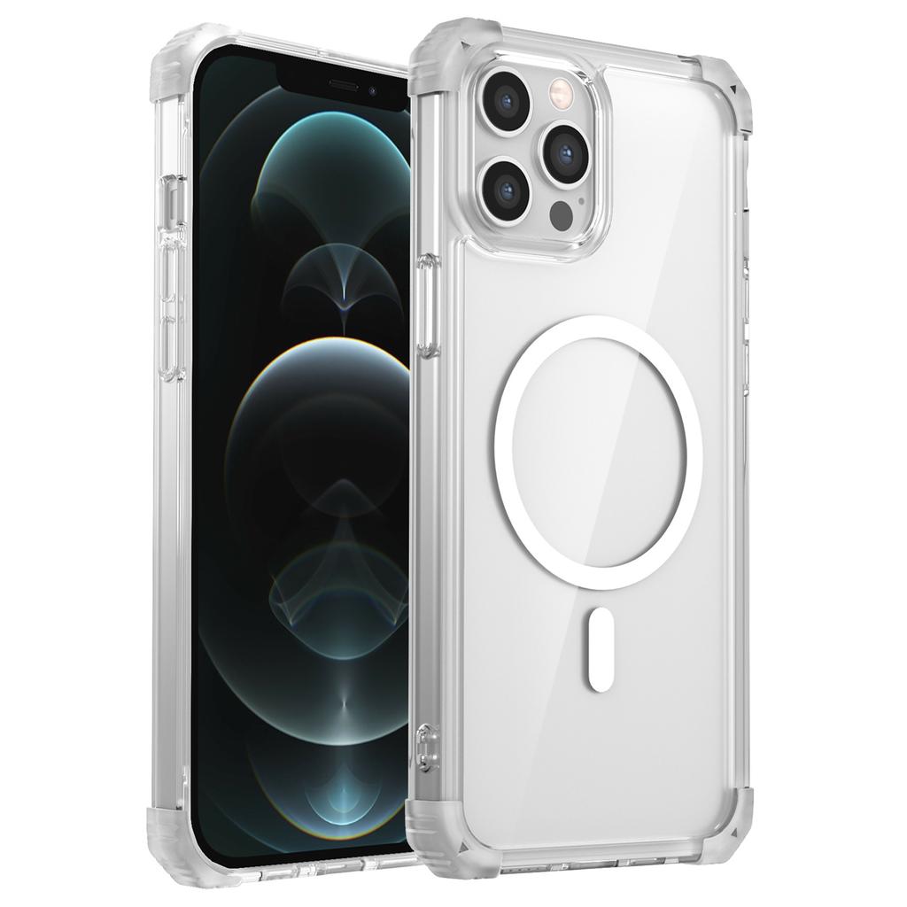 For iPhone 12 Pro Max Case Anti-Yellow TPU+PC Crystal Clear Phone Shell Compatible with Magsafe