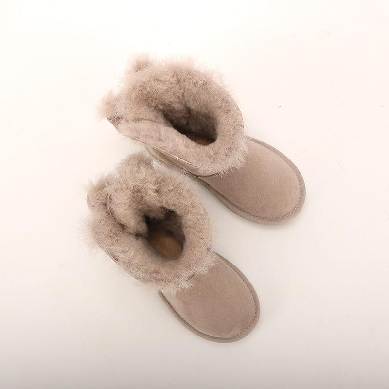 New Warm 2024 New Real Sheepskin Handmade Waterproof Girls Boots Winter Fur Warm Kids Snow Boots For Girls Brand Children Shoes