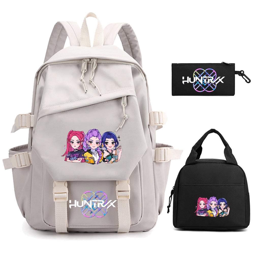 3-teiliges Anime-Kpop-Dämonenjäger-Rucksack-Set für Teenager (Jungen und Mädchen), große Kapazität, wasserdicht, ideal für Schule, Freizeit und Reisen.