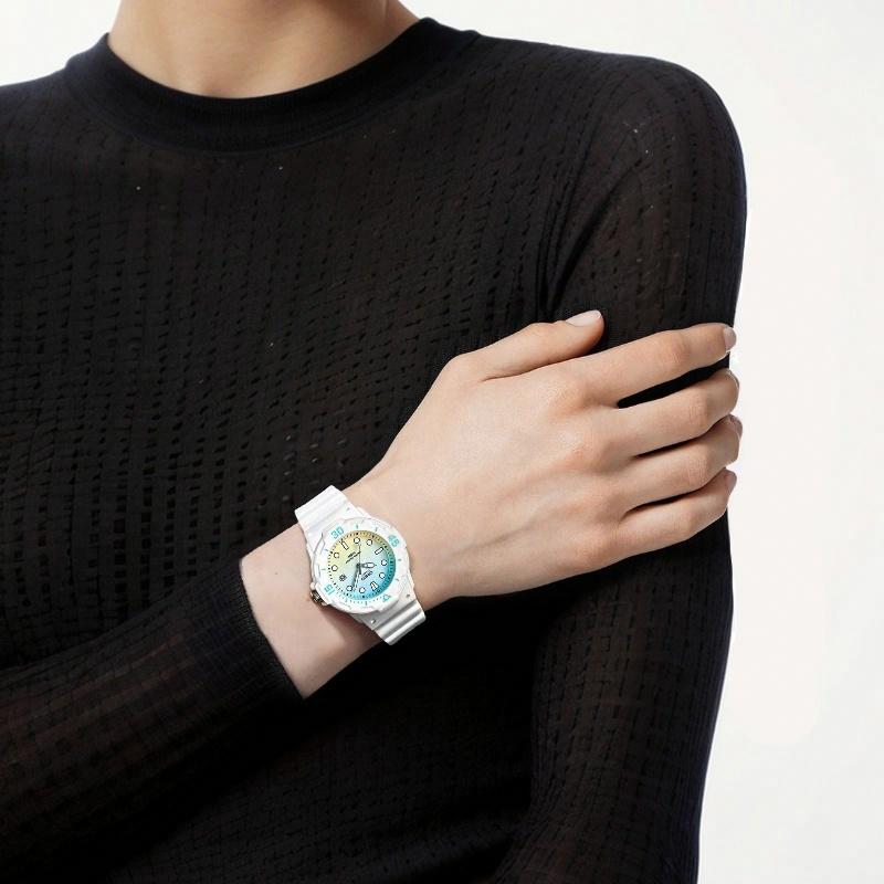 Casio YOUTH Series-LRW Disc Three-Needle Summer Ice Cream Macaron Gradient Dial 100 M Waterproof Quartz Movement Resin Strap Japanese and LRW-200H-2E2