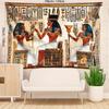 2D Vintage Egyptian Pharaoh Mural Wallpaper, Hieroglyphic Print Wall Covering for Living Room & Office