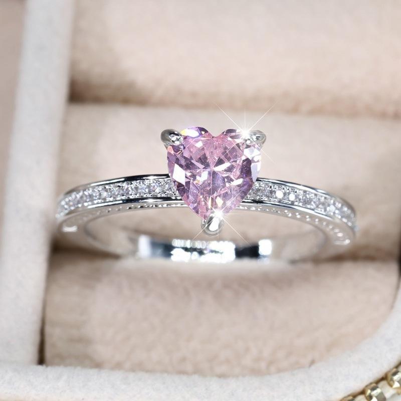 Eryun Winter White K Pink Diamond Ring Fresh and Sweet Proposal Ring no. 6