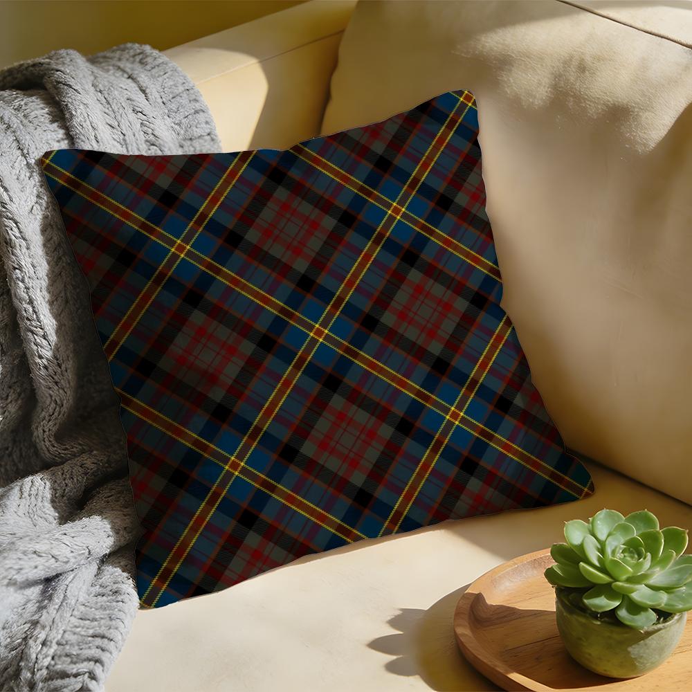 Cushion Cover Washed Linen Soft Breathable Decorative Case for Sofa Home Pillow Cover Nordic Scottish Pattern Tartan