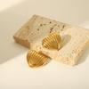 Gold Color Stainless Steel Love Charm Texture Earrings For Women Big Peach Pierce Stud