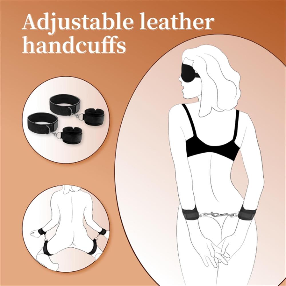 S&M Bed Bondage Ankle Collar Leather Restraint Set  Bondage Kits Erotic Toy Handcuffs Adult Game Sex Toys For Women Couples