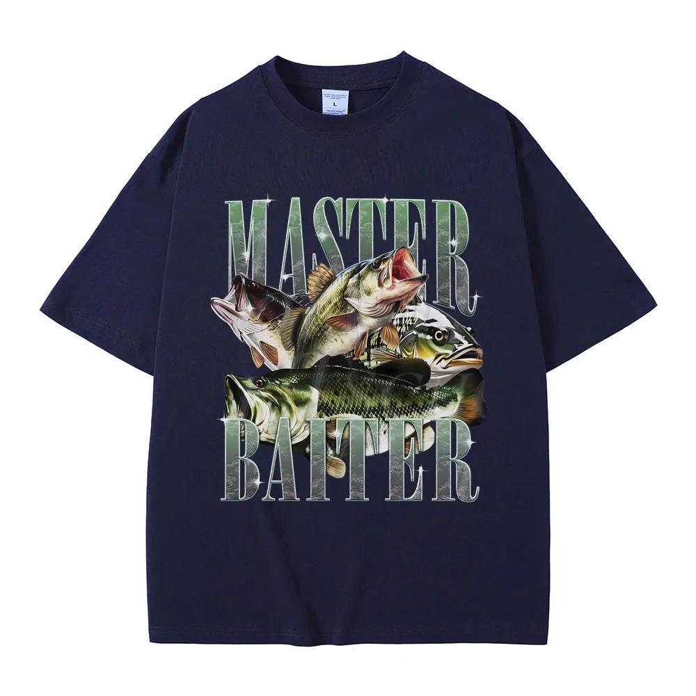Master Baiter Bass Fishing Fisher Funny Meme Graphic Tshirts Unisex Casual Cotton Tshirt Short Sleeve Vintage Summer Pop T Shirts S