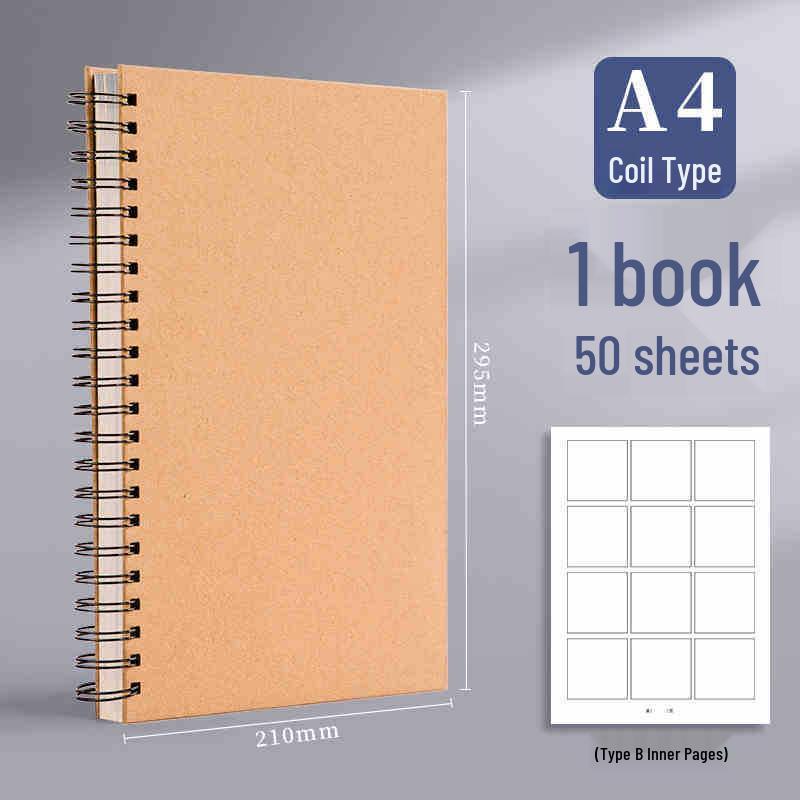 A4 Retro Black & Gold Coil-Bound Storyboarding Book for Cartoon & Manga with Four-Panel Creative Painting Pages.