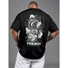 European Sizes Men's Dragon Letter Print Sporty Casual Versatile Short-Sleeve T-Shirt