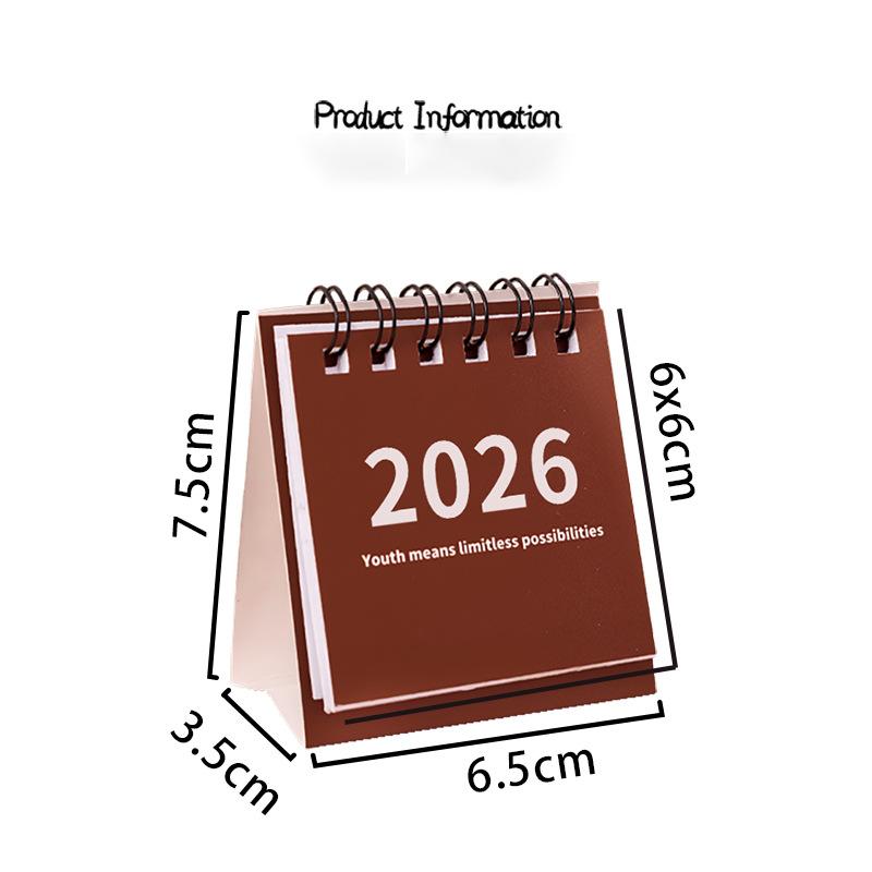 2026 Mini Einfacher Kalender Kleiner Schreibtischkalender Kreativer Spiral-Kalender Planer Desktop-Dekoration Büro-Schreibwaren für Geschenk