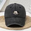 1Pc Women'S Cartoon Hole-Punched White Dog Print Accessories Washed Baseball Cap Unisex Dad Hat Soft Top Outdoor Curved Brim Hat