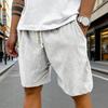 Men Shorts Elastic Waist Adjustable Leg Summer Corduroy Drawstring Wide Shorts with Pockets Loose Fit Casual