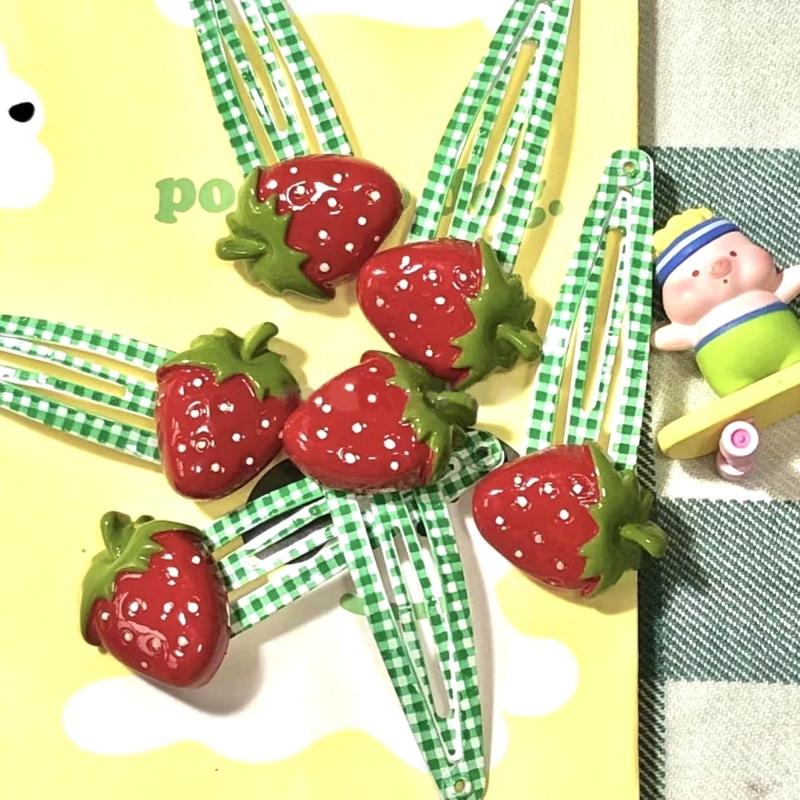 2-Pack Fruit Hair Clip Small Metal Snap Hairpins for Women Kids Toddlers Girls