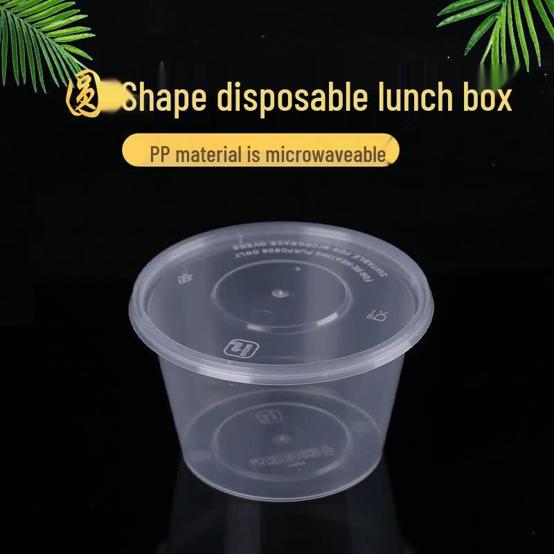 Disposable Plastic Round Food Container with Lid 500ml