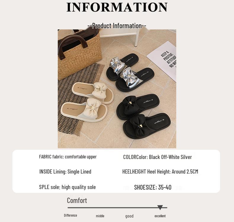Fairy Style Bow Non-Slip Thick Sole Flip-Flops for Women - Summer 2026 Outdoor Soft Sole Casual Sandals