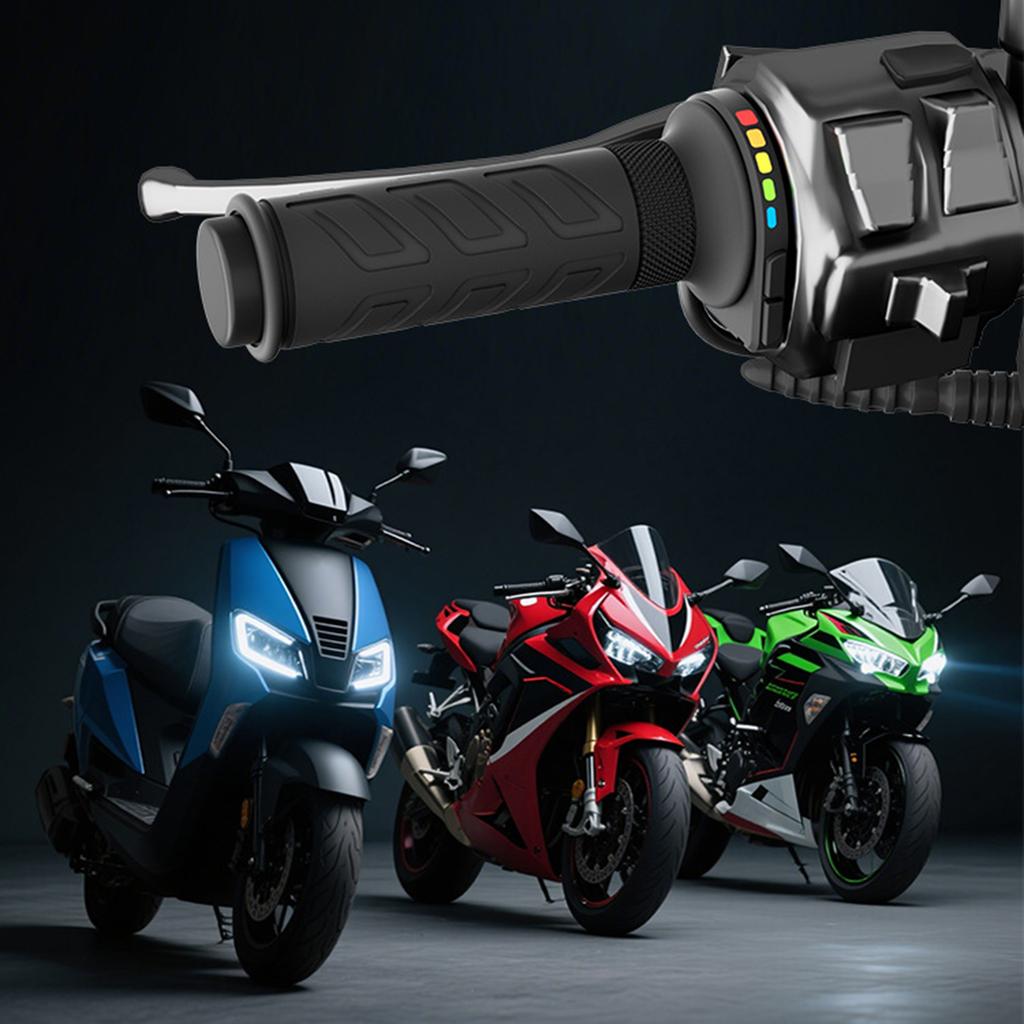 LED Heated Handle Grips with Memory Feature Universal Motorcycle Electric Bike Overheat Protection Warmer Handle Grip