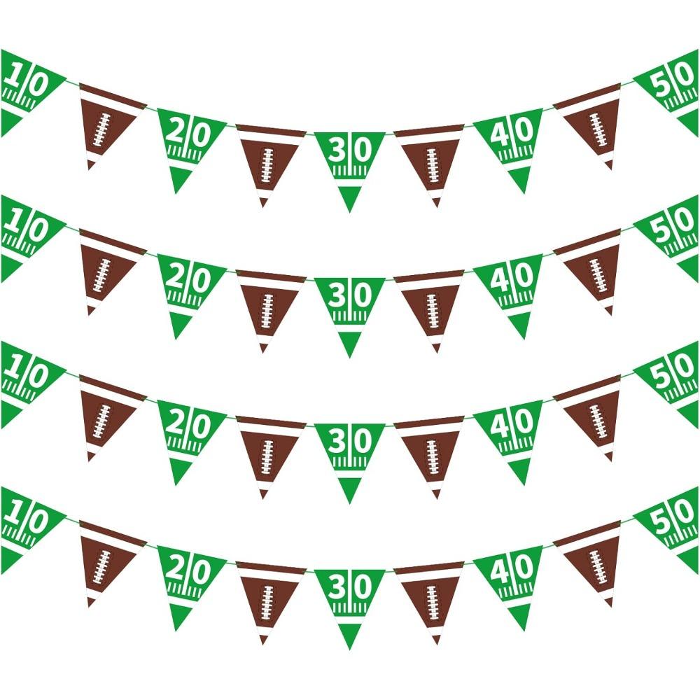 

4pcs Football Banner Decorations Bunting Streamer Football Theme Triangle Flags Banner for Birthday Garlands Party Decorations 4pcs