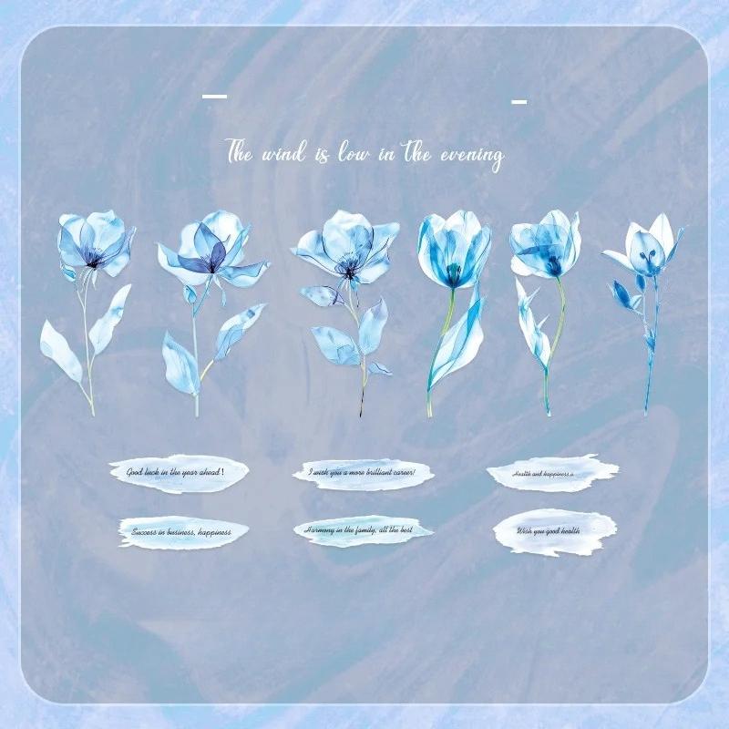 12 listů INS Rostlina Květina Scrapbookingové materiály PET Samolepkový balíček Junk Journal Koláž Dekorativní Estetické Papírnictví Samolepky